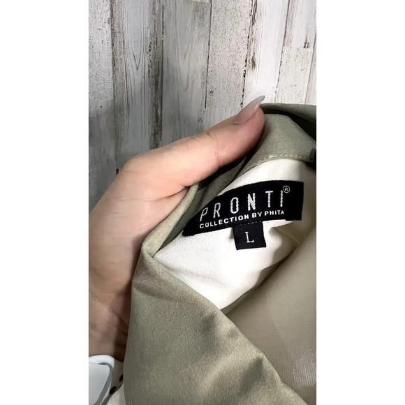 NWT Pronti Men's Size Large‎ Beige Embroidered Short Sleeve Button-Up Shirt - Picture 6 of 6